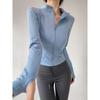 Sunscreen Clothing Yoga Clothing Skinny T-Shirt Sports Long Sleeve Running Training Pilates Stand-Up Neck Zipper Fitness Clothing Jacket