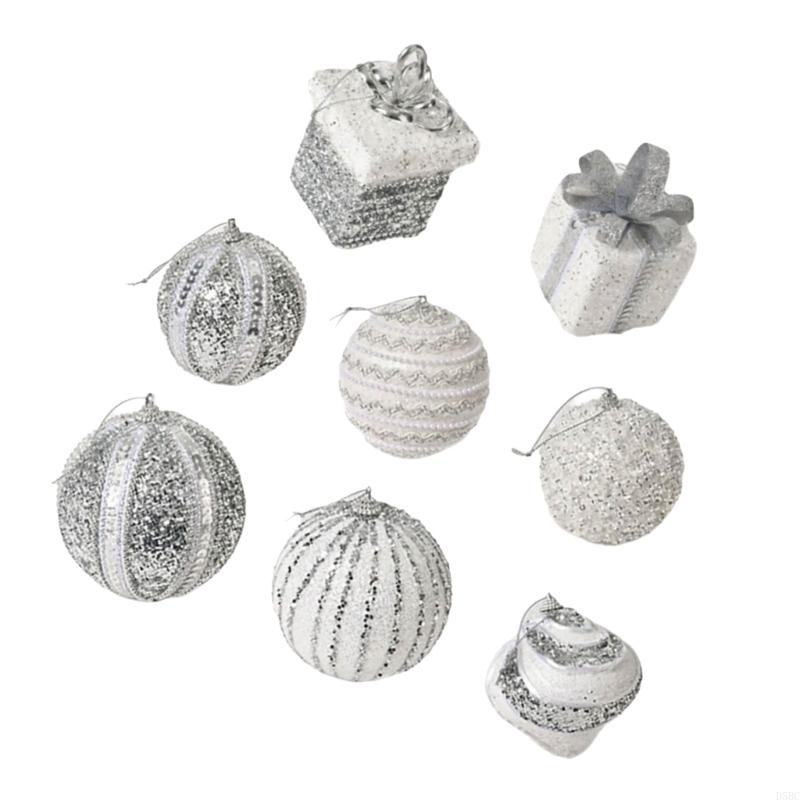 8Pcs Shatterproof Christmas Baubles Glittering Christmas Tree Ball Ornament For Wreath Mantels Winter Holiday Decoration