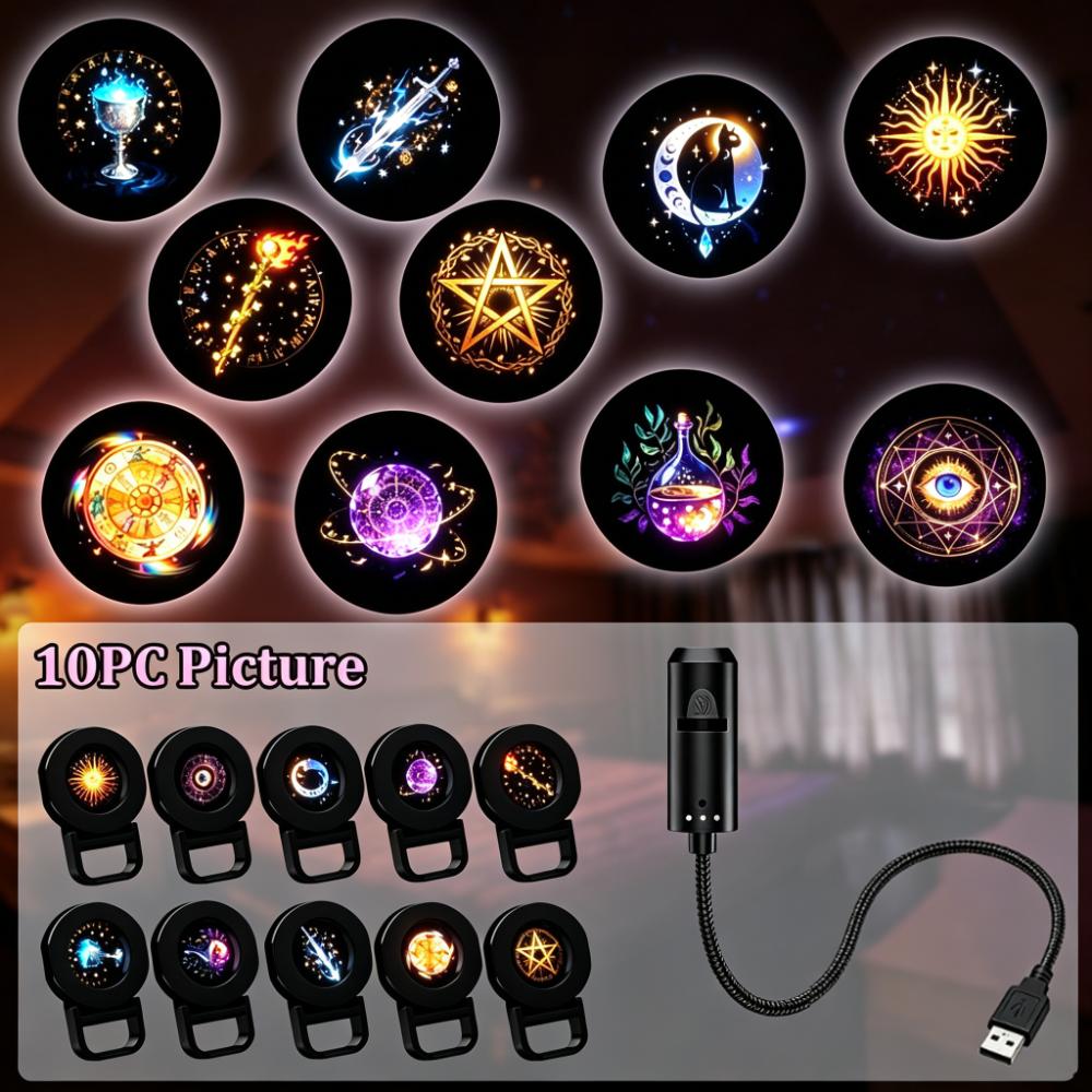 161 Degree Rotating Dreamy Starry Sky Projector USB Powered Flexible Neck USB Plug Projection Lamp Interchangeable Slides