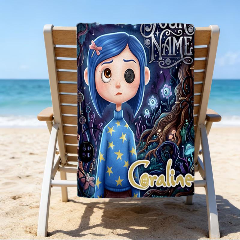 Custom Name Beach Towel Nighttime Adventure Doll Beach Towel, Soft Microfiber, Gift for Her/Him, Birthday, for Pool, Beach, Travel, Fan Gifts