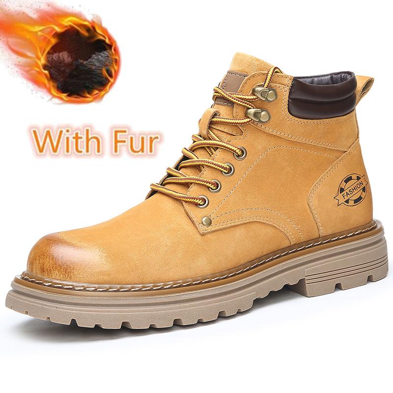 Suede Leather Men High Top Shoes High Quality Mens Ankle Boots New Outdoor Boats Sneakers Man Non-Slip Motorcycle Boots