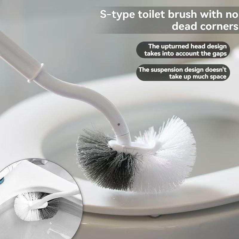 1pc/2pcs Toilet Brush, Bathroom Cleaning Brush, Long-Handled Soft-Bristled Brush, Household Toilet Cleaning Brush
