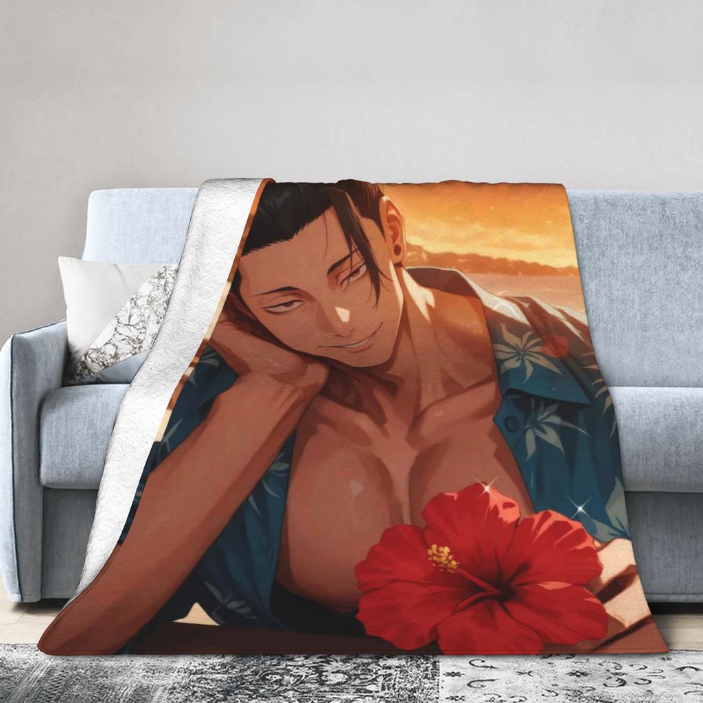 Geto Suguru Jujutsu Kaisen Blanket Quality Warm Throw Blanket Winter Child Couch Chair Print Bedspread