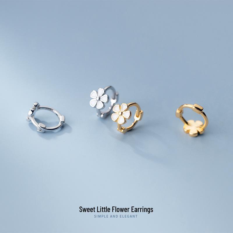 Korean Style Flower Heart Ear Cuff: Sterling Silver, Hypoallergenic, Delicate and Sweet Earrings