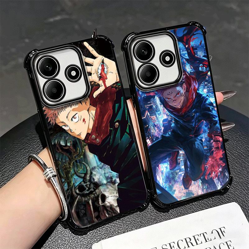 Anime Itadori Yuji JUJUSU Plating Phone Case For Xiaomi Redmi Note 14 15 Pro Plus 13 12 11 11S 11T 10 9S 9 5G Anti-Fall Airabag