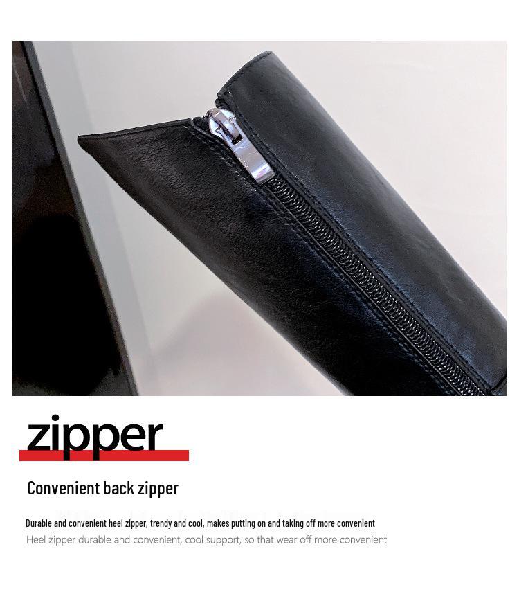 Women's Soft Leather Knee-High Ruched Boots with Thick Sole - 2024 Autumn/Winter