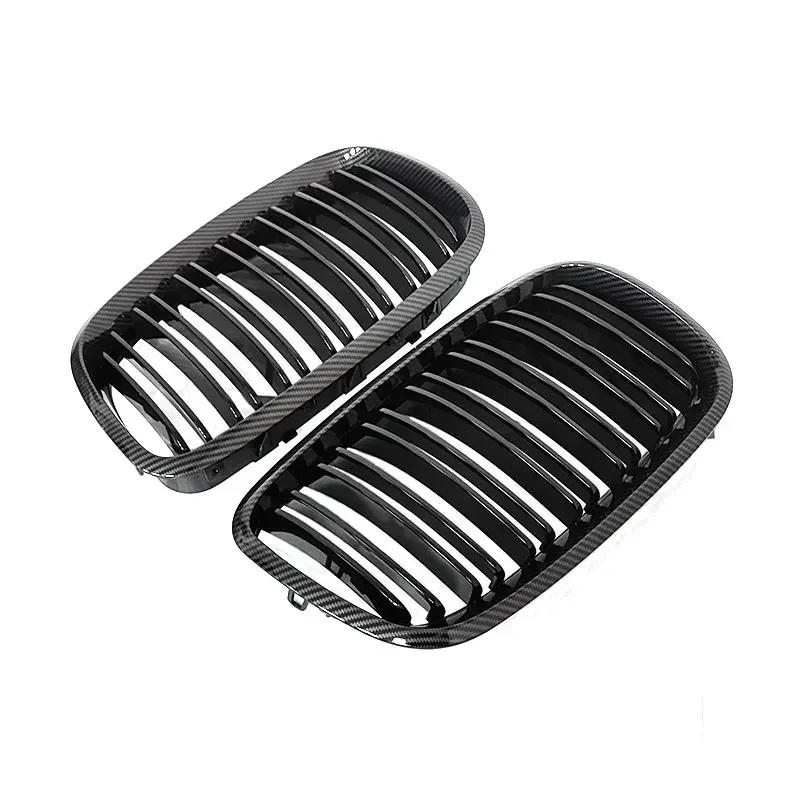 For BMW X5 X6 E70 E71 2007-2013 Front Bumper Kidney Racing Grille Glossy Black Car Double Slat Grill