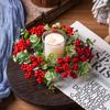 Eucalyptus Christmas Wreath Candle Ring Berry Candle Decorative Table Setting Accessories Candle Holder Wreath