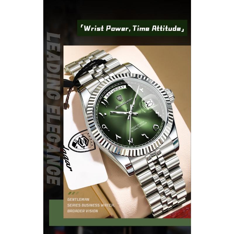 POEDAGAR Fashion High Quality Men Clock Waterproof Date Week Watch for Man Stainless Steel Luxury Quartz Watches + Box