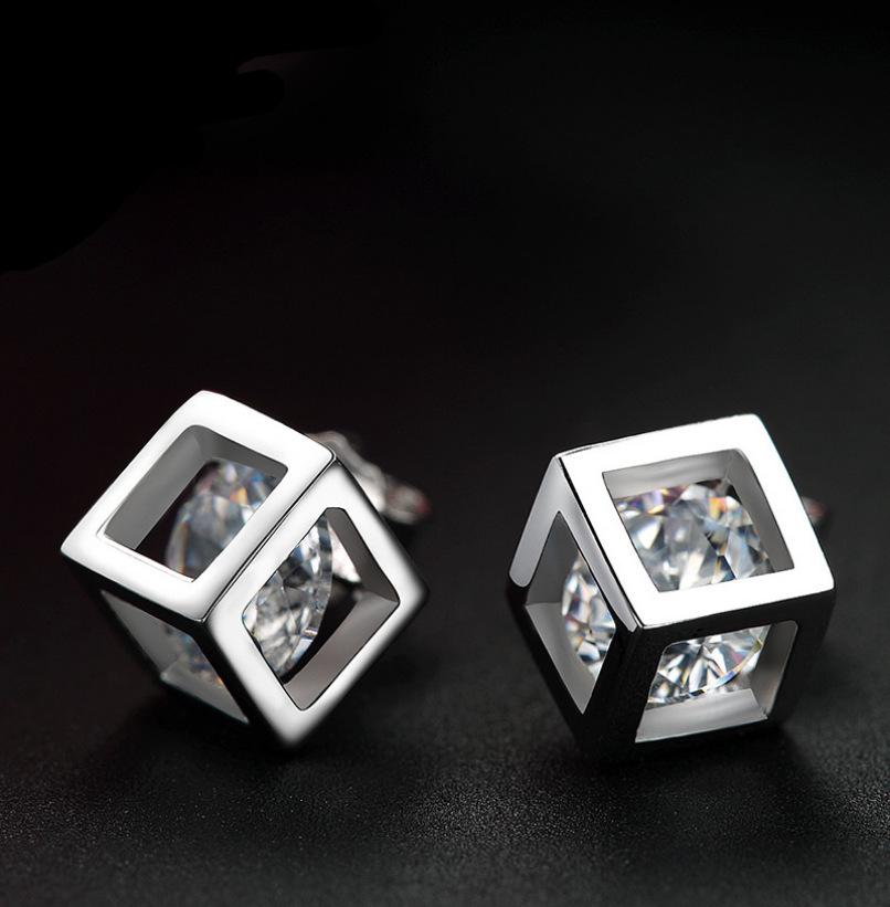 Korean Fashion Zircon Geometric Square Rubik's Cube Earrings for Women