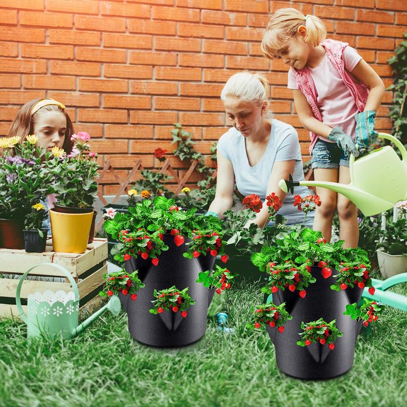 7Gallons Strawberry Planting Bag Grow Bag With 6 Side Grow Pocket Portable Tomato Planting Bags Strawberry Pots Planting Pots