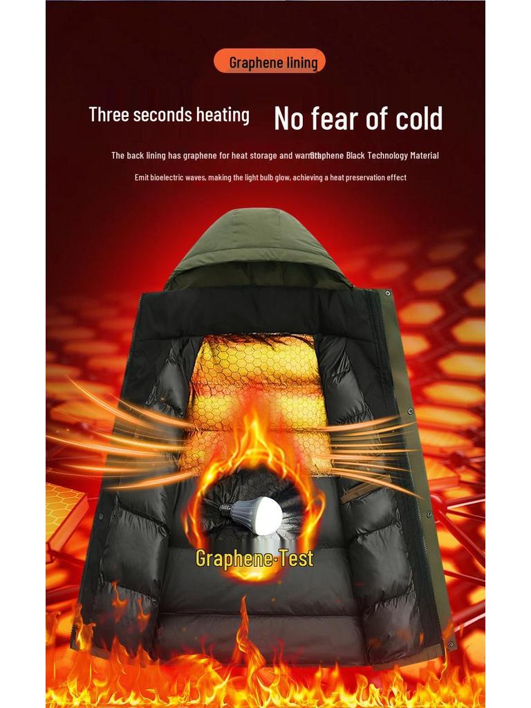 Herren Winter Graphen Baumwolle Verdickte Jacke: Plus Samt, Winddicht, Wasserdicht, Warm, Kälteschutz-Außenbekleidung für das Bergsteigen