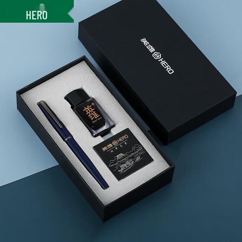 Hero 7066 Fountain Pen and Ink Gift Set темно-синий