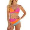 Women 2 Pieces Bikini Set Patchwork V-Neck Sleeveless Tops Thong Bottoms Beach Bathing Suit for Women