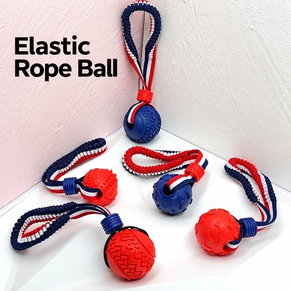 TPR Dog Chew Toy Teeth Cleaning Dog Training Ball Pet Bungee Rope Ball  for Small Medium Large Dog