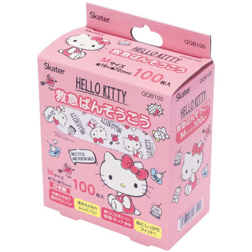 Skater Emergency Bandage M Size Extra 100 Pieces Bandage Hello Kitty Sanrio Made In Japan QQB100-A