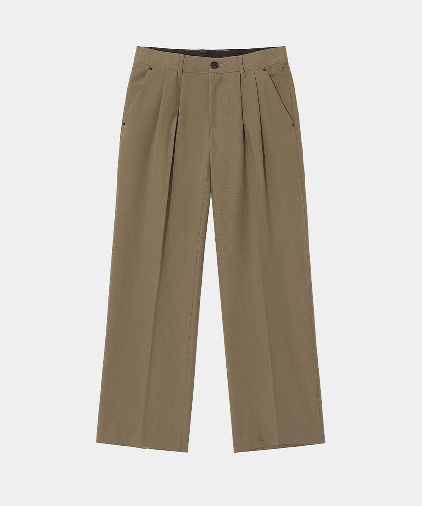 MAISON MINED Saint Two Tuck Wide Pants Beige