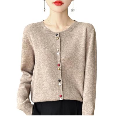 Autumn Office Knit Solid Plus Sizes [ODFMCE] Women's Cardigan, Color, Elegant, (JP, Alphabet, M, Camel)