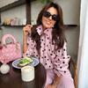 Women Polka Dot Jacket Vintage Stand Collar Cropped Jackets Zip Up Coat Casual Fashion Coat Fall Spring Jacket with Pockets