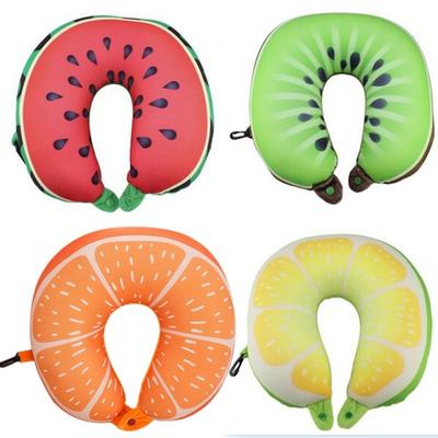 Fruit U Shaped Travel Pillow Nanoparticles Neck Pillow Watermelon Lemon Kiwi Orange Car Pillows Soft Cushion