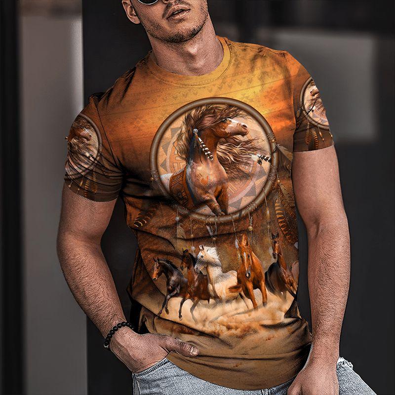 3D Print Horse T-Shirts Unisex Fashion Women's Tee Shirt Large Loose O-Neck T-Shirt Casual Short Sleeve T Shirt Horse Clothes