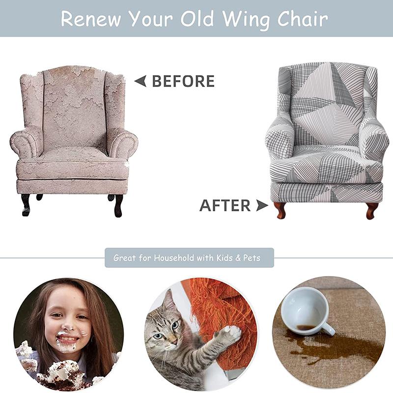 Copridivano per poltrona Wingback, 2 pezzi/set, copridivano elasticizzato, copripoltrona, protezione per mobili, fondo elastico per soggiorno
