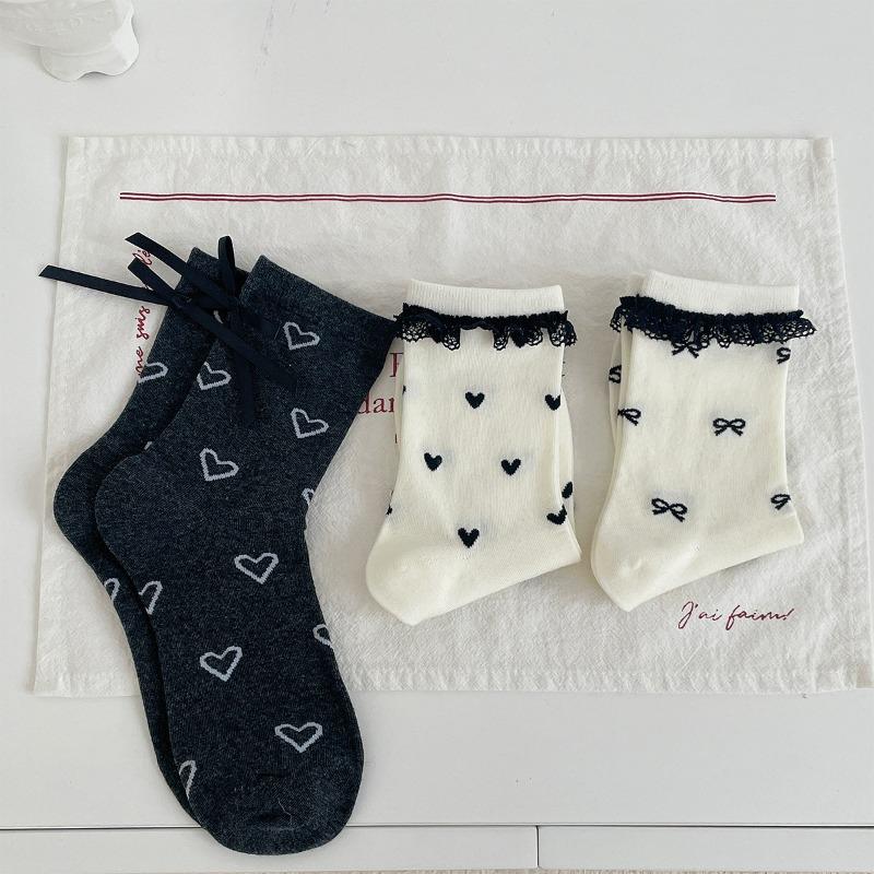 

5 пар женских повседневных кружевных носков In The Tube Bow Dot Stack Wear Pile Socks 5 Pairs
