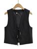 Willshela Women Fashion With Beading Army Green Lace Up Vest Sleeveless Jackets Vintage V-Neck Waistcoat Female Chic Tank Tops