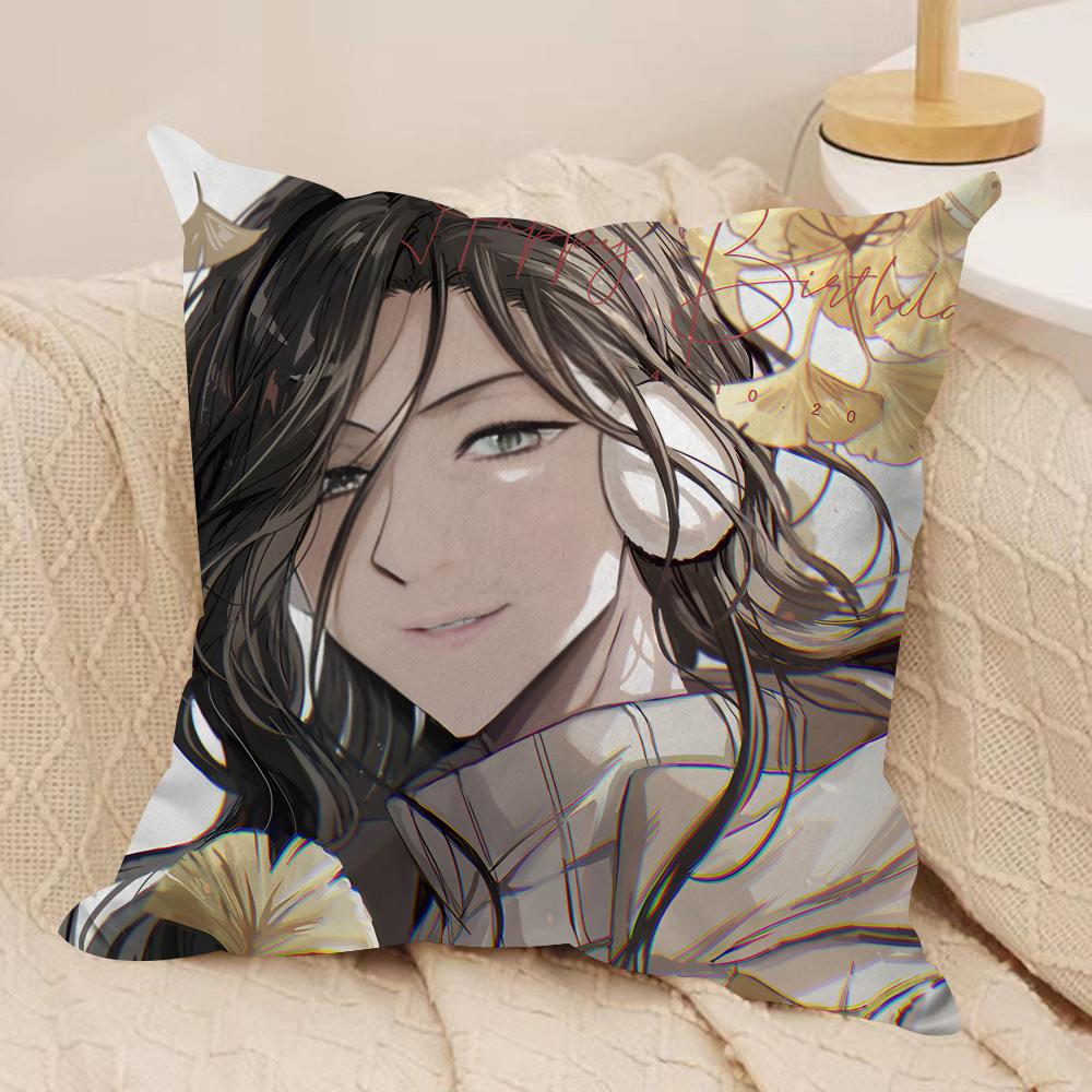 Bungo S-Stray Dogs Anime Cushion Cover Silky Short Plush Invisible Zipper Dustproof Sofa Pillow Case For Home Decor