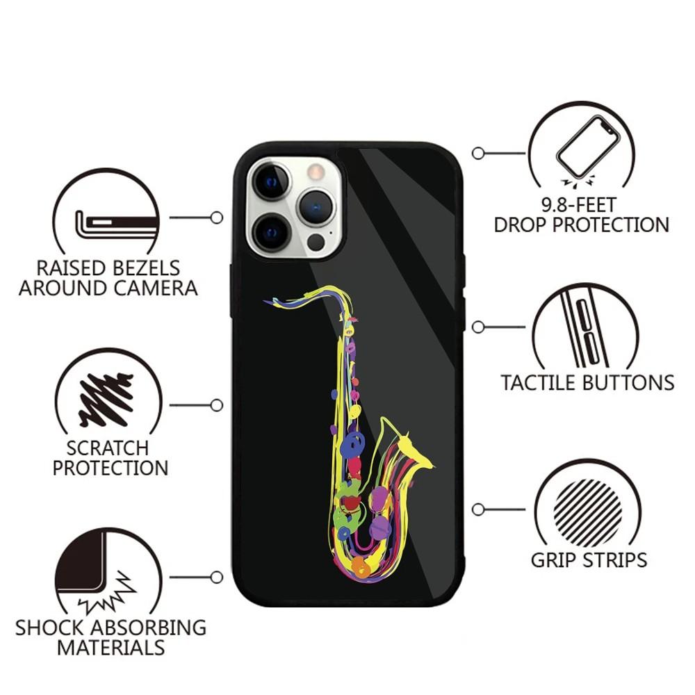 Saxophone Music Phone Case For iPhone 15,14,13,12,11,Plus,Pro,Max Mini Magsafe Magnetic Wireless Charging