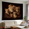 Majestic Lion Family Tapestry Lion Pride with Cubs in Jungle Wall Hanging Wild Animal Room Decor suitable offices bars party