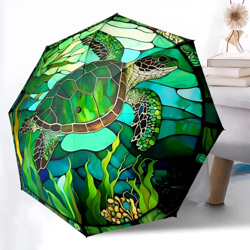 

1pc Sea Turtle Artwork Automatic Umbrella - Automatic Opening And Closing, Sturdy Iron Frame, Formal Occasions yy251018161