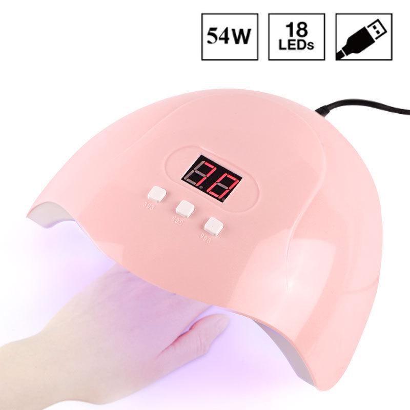 54W Dual Light UV LED Nail Lamp for Gel Curing, Large Space, Sun Pink