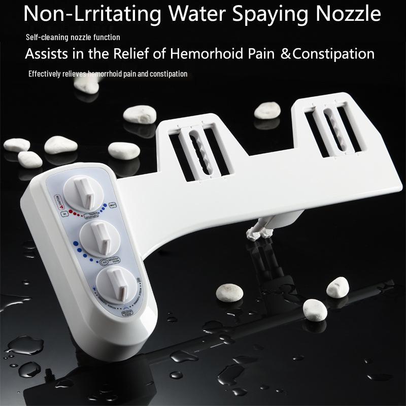 Non-electric Bidet Seat with Dual Spray for Feminine and Buttocks Hygiene