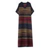 Plus Size Cotton Linen Maxi Dress for Women Loose V-Neck Short Sleeve Long
