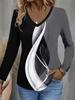 Summer New Fashion Women's Casual Long-sleeved Top Printed T-shirt