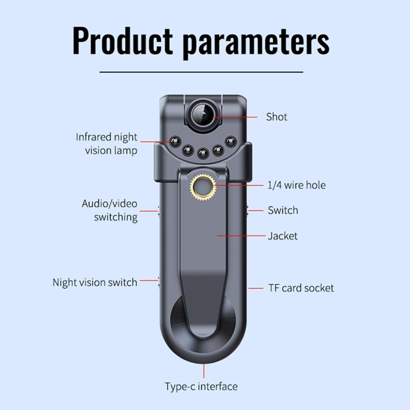 -1080p Camera With Back Clip Portable Digital Video Recorder Police Body Cam Infrared Night Vision Small Bike Camcorder