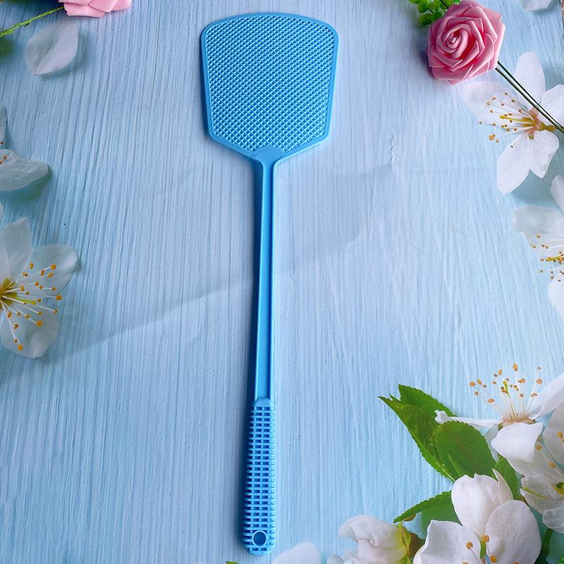 1/5Pcs Plastic Fly Swatter For Household Use, Thick And Extended Handle, Large Size, Manual, Durable Fly And Mosquito Swatter