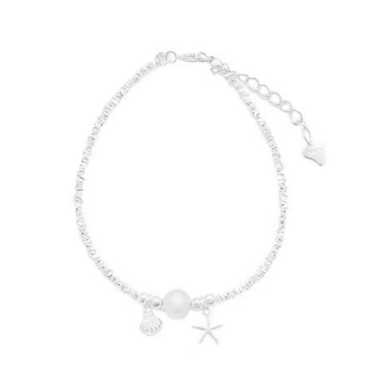 Shattered Silver Pearl Bracelet Women Ocean Star Shell Minimalist Gift Jewelry