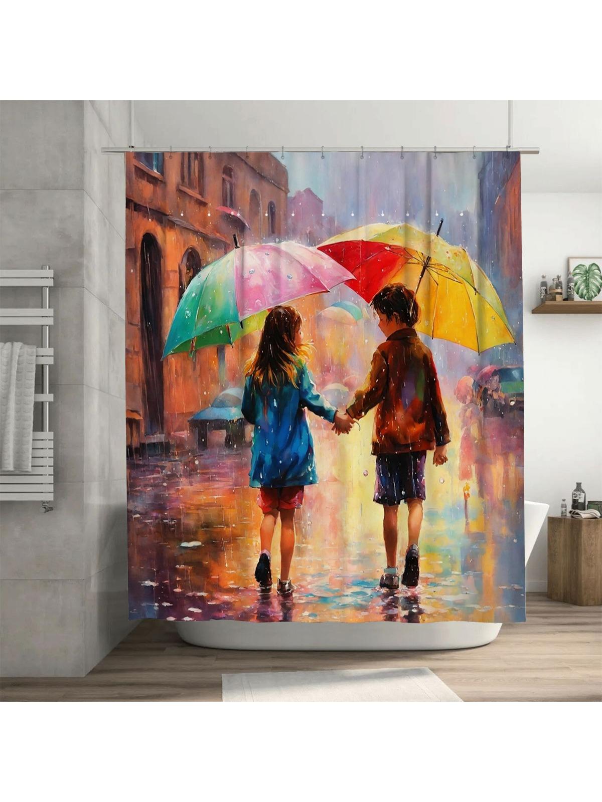 Rainy Day Romance Shower Curtain | Artistic Bathroom Decor 90X180cm