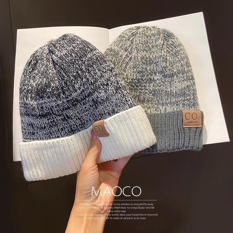 Cold hat men's autumn and winter tide warm knitted hat versatile velvet ear protector wool hat women's bag head hat