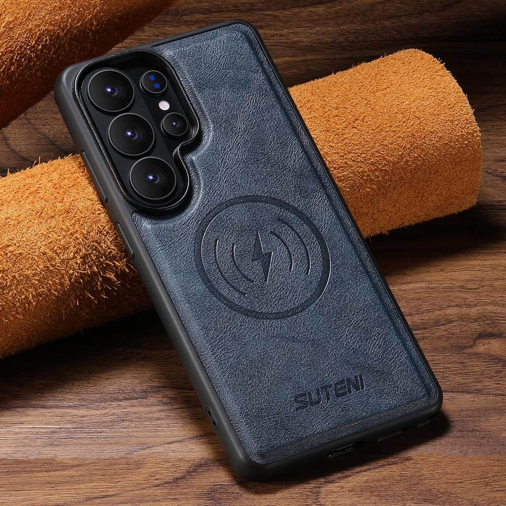 Frosted Feel Faux Leather Magnet Wireless Charging Phone Case for Samsung Galaxy S26 Ultra S25 S24 S23 S22