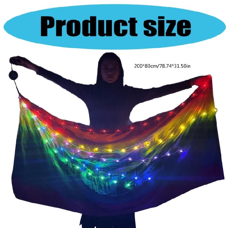 LED Dance Silk Veil Rectangle Veil Belly Dance Accessories Belly Dance Ball LED Light Silk Veils