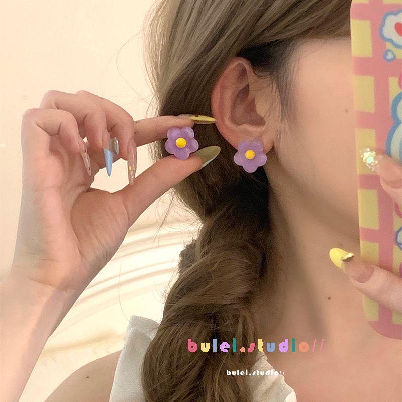 

Candy Color Dopamine Cute Earrings Silver Needle Small purple 925 silver needle