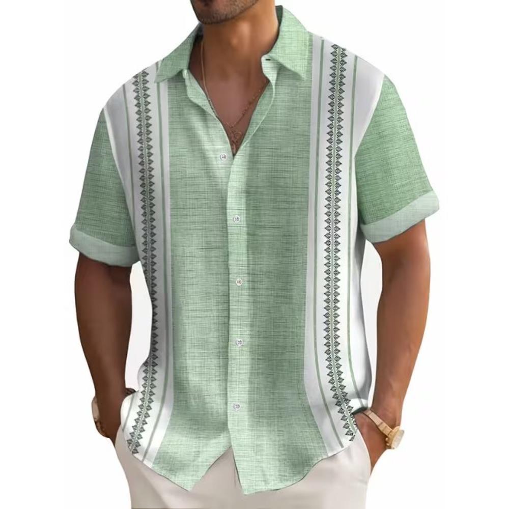 Herren Retro Muster 3D Druck Hemd Button-Up Hemd Freizeithemd Sommerhemd Kurzarm Tägliche Urlaubsbekleidung