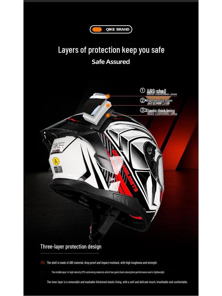 Unisex Double Lens Full Face Motorcycle Helmet with Large Tail Wing