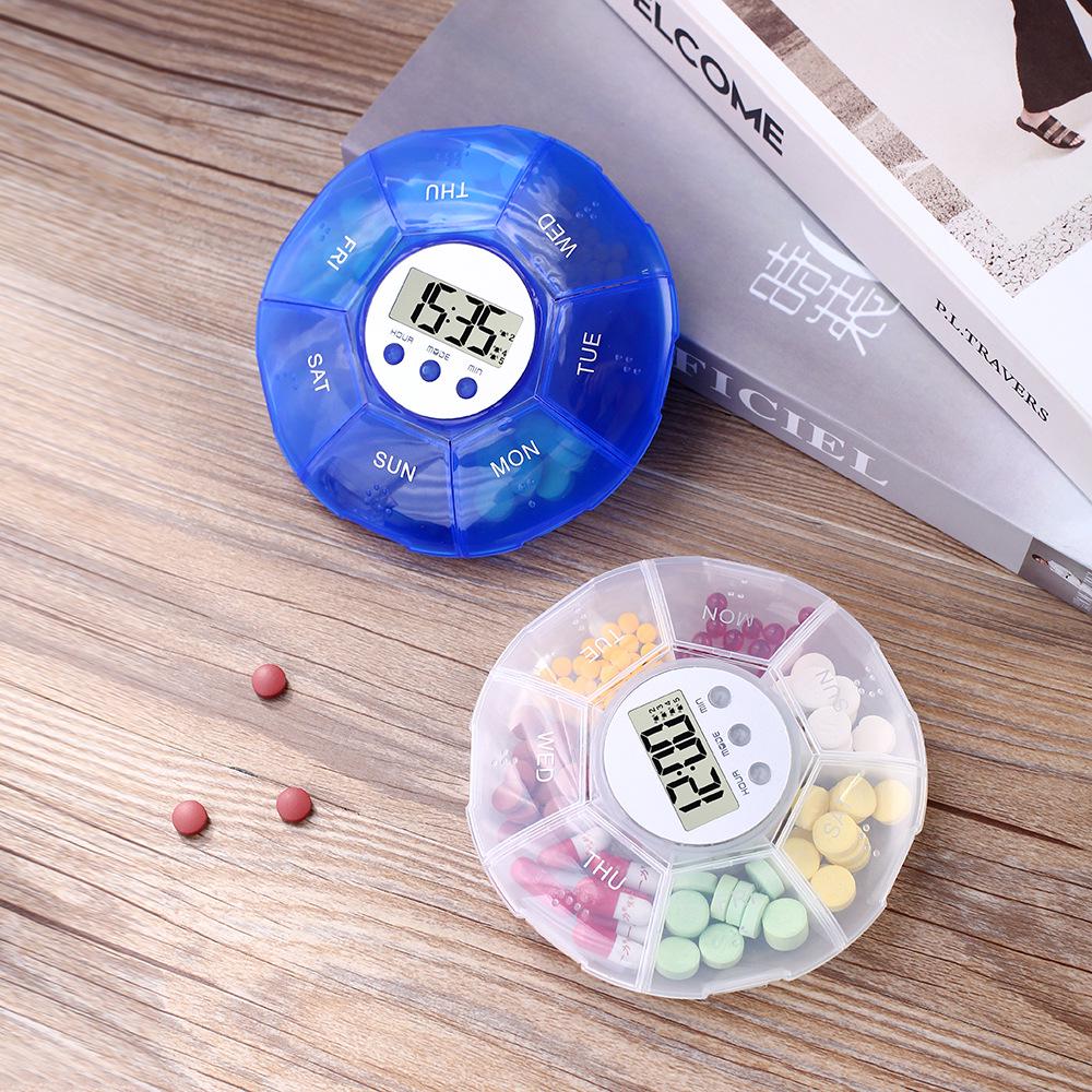 Portable 7-Compartment Weekly Pill Box with Electronic Sealed Design