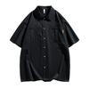 Men's Summer Plus-Size Short-Sleeve Shirt: Solid-Color Casual Short-Sleeve Shirt for Young Men