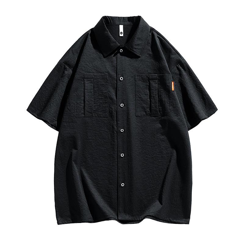 Men's Summer Plus-Size Short-Sleeve Shirt: Solid-Color Casual Short-Sleeve Shirt for Young Men