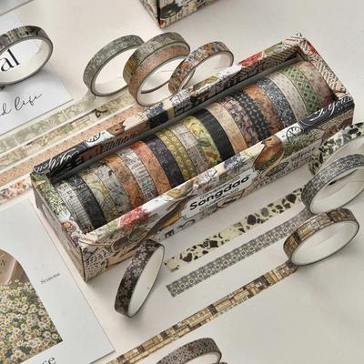 Retro Washi juosta 20 rulonų Scrapbooking reikmenys Washitape Kanceliarinės prekės Dekoratyvinė lipni juosta Mokyklinės prekės Maskavimo juosta